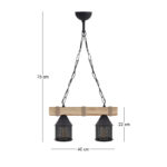 Φωτιστικό οροφής Elora Megapap E27 ξύλινο - μεταλλικό δίφωτο χρώμα φυσικό - μαύρο 40x13x75εκ. - Image 4