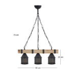 Φωτιστικό οροφής Elora Megapap E27 ξύλινο - μεταλλικό τρίφωτο χρώμα φυσικό - μαύρο 50x13x75εκ. - Image 4