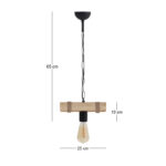 Φωτιστικό οροφής Vero Megapap E27 ξύλινο μονόφωτο χρώμα φυσικό 25x8x65εκ. - Image 4