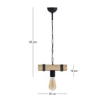 Φωτιστικό οροφής Vero Megapap E27 ξύλινο μονόφωτο χρώμα φυσικό - μαύρο 25x8x65εκ. - Image 4