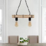 Φωτιστικό οροφής Vero Megapap E27 ξύλινο δίφωτο χρώμα φυσικό 40x8x65εκ. - Image 2