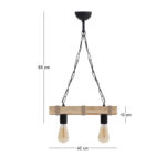 Φωτιστικό οροφής Vero Megapap E27 ξύλινο δίφωτο χρώμα φυσικό 40x8x65εκ. - Image 4