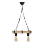 Φωτιστικό οροφής Vero Megapap E27 ξύλινο δίφωτο χρώμα φυσικό - μαύρο 40x8x65εκ.
