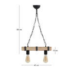 Φωτιστικό οροφής Vero Megapap E27 ξύλινο δίφωτο χρώμα φυσικό - μαύρο 40x8x65εκ. - Image 4