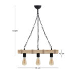 Φωτιστικό οροφής Vero Megapap E27 ξύλινο τρίφωτο χρώμα φυσικό 50x8x65εκ. - Image 4