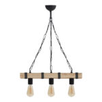 Φωτιστικό οροφής Vero Megapap E27 ξύλινο τρίφωτο χρώμα φυσικό - μαύρο 50x8x65εκ.