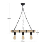 Φωτιστικό οροφής Vero Megapap E27 ξύλινο τρίφωτο χρώμα φυσικό - μαύρο 50x8x65εκ. - Image 4