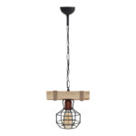 Φωτιστικό οροφής Lumenia Megapap E27 ξύλινο - μεταλλικό μονόφωτο χρώμα φυσικό - μαύρο 25x14x80εκ.