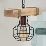 Φωτιστικό οροφής Lumenia Megapap E27 ξύλινο - μεταλλικό μονόφωτο χρώμα φυσικό - μαύρο 25x14x80εκ. - Image 3