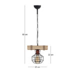 Φωτιστικό οροφής Lumenia Megapap E27 ξύλινο - μεταλλικό μονόφωτο χρώμα φυσικό - μαύρο 25x14x80εκ. - Image 4