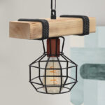 Φωτιστικό οροφής Lumenia Megapap E27 ξύλινο - μεταλλικό μονόφωτο χρώμα φυσικό - μαύρο 25x14x80εκ. - Image 3