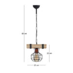 Φωτιστικό οροφής Lumenia Megapap E27 ξύλινο - μεταλλικό μονόφωτο χρώμα φυσικό - μαύρο 25x14x80εκ. - Image 4