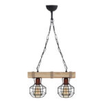 Φωτιστικό οροφής Lumenia Megapap E27 ξύλινο - μεταλλικό δίφωτο χρώμα φυσικό - μαύρο 40x14x80εκ.