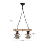 Φωτιστικό οροφής Lumenia Megapap E27 ξύλινο - μεταλλικό δίφωτο χρώμα φυσικό - μαύρο 40x14x80εκ. - Image 4