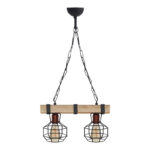 Φωτιστικό οροφής Lumenia Megapap E27 ξύλινο - μεταλλικό δίφωτο χρώμα φυσικό - μαύρο 40x14x80εκ.