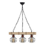 Φωτιστικό οροφής Lumenia Megapap E27 ξύλινο - μεταλλικό τρίφωτο χρώμα φυσικό - μαύρο 50x14x80εκ.