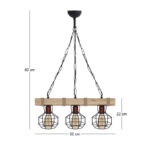 Φωτιστικό οροφής Lumenia Megapap E27 ξύλινο - μεταλλικό τρίφωτο χρώμα φυσικό - μαύρο 50x14x80εκ. - Image 4