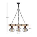 Φωτιστικό οροφής Lumenia Megapap E27 ξύλινο - μεταλλικό τρίφωτο χρώμα φυσικό - μαύρο 50x14x80εκ. - Image 4