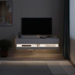 Έπιπλο τηλεόρασης επιτοίχιο Moon Megapap με LED χρώμα λευκό 120x33,8x30εκ. - Image 2