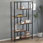 Βιβλιοθήκη Larissa Megapap χρώμα μαύρο - pine oak 90x30x159εκ. - Image 2