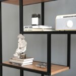 Βιβλιοθήκη Larissa Megapap χρώμα μαύρο - pine oak 90x30x159εκ. - Image 4