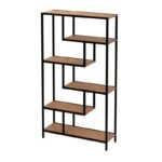 Βιβλιοθήκη Larissa Megapap χρώμα μαύρο - pine oak 90x30x159εκ. - Image 5