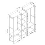Ντουλάπα ρούχων ανοιχτή - Έπιπλο εισόδου Openix Megapap χρώμα pine oak 171,7x34,2x180,7εκ. - Image 9