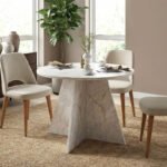 Τραπέζι Tailor Megapap χρώμα λευκό εφέ μαρμάρου Ø100x75,7εκ.