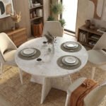 Τραπέζι Tailor Megapap χρώμα λευκό εφέ μαρμάρου Ø100x75,7εκ. - Image 2