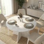 Τραπέζι Tailor Megapap χρώμα λευκό εφέ μαρμάρου Ø120x75,7εκ. - Image 2