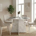 Τραπέζι Tailor Megapap χρώμα λευκό εφέ μαρμάρου Ø120x75,7εκ. - Image 3