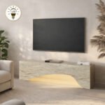 Έπιπλο τηλεόρασης Mara Megapap με LED χρώμα travertine 150x31,4x40εκ. - Image 2
