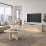 Έπιπλο τηλεόρασης Mara Megapap με LED χρώμα travertine 150x31,4x40εκ. - Image 7