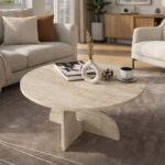 Τραπεζάκι σαλονιού Mara Megapap χρώμα travertine Ø75x36,8εκ. - Image 4