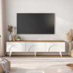 Έπιπλο τηλεόρασης Bono Megapap χρώμα λευκό - sepet oak 150x32,3x42,1εκ.