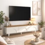 Έπιπλο τηλεόρασης Bono Megapap χρώμα λευκό - sepet oak 150x32,3x42,1εκ. - Image 2