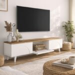 Έπιπλο τηλεόρασης Bono Megapap χρώμα λευκό - sepet oak 150x32,3x42,1εκ. - Image 4