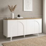 Μπουφές Bono Megapap χρώμα λευκό - sepet oak 150x45x74,6εκ.