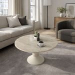 Τραπεζάκι σαλονιού Lepper Megapap χρώμα travertine - sandstone Ø75x39,8εκ. - Image 2