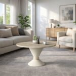 Τραπεζάκι σαλονιού Lepper Megapap χρώμα travertine - sandstone Ø75x39,8εκ. - Image 3