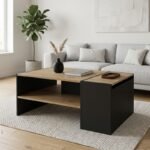 Τραπεζάκι σαλονιού Izia Megapap χρώμα sapphire oak - ανθρακί 110x60x45εκ.