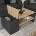 Τραπεζάκι σαλονιού Izia Megapap χρώμα sapphire oak - ανθρακί 110x60x45εκ. - Image 3