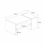 Τραπεζάκι σαλονιού Izia Megapap χρώμα sapphire oak - ανθρακί 110x60x45εκ. - Image 6