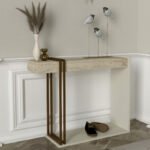 Κονσόλα Desca Megapap χρώμα travertine - sandstone - χρυσό 91,8x29,6x74,2εκ. - Image 2