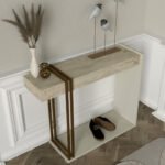 Κονσόλα Desca Megapap χρώμα travertine - sandstone - χρυσό 91,8x29,6x74,2εκ. - Image 3