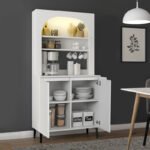 Έπιπλο κουζίνας με LED Melinta 2 Megapap χρώμα λευκό 90x40x181,8εκ. - Image 2