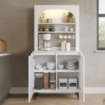 Έπιπλο κουζίνας με LED Melinta 2 Megapap χρώμα λευκό 90x40x181,8εκ. - Image 3