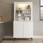 Έπιπλο κουζίνας με LED Melinta 2 Megapap χρώμα λευκό 90x40x181,8εκ. - Image 4