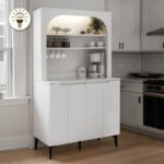 Έπιπλο κουζίνας με LED Melinta 4 Megapap χρώμα λευκό 120x40x181,8εκ.