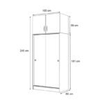 Ντουλάπα ρούχων Regio Megapap δίφυλλη συρόμενη με πατάρι χρώμα γκρι σκυροδέματος 100x60x240εκ. - Image 5